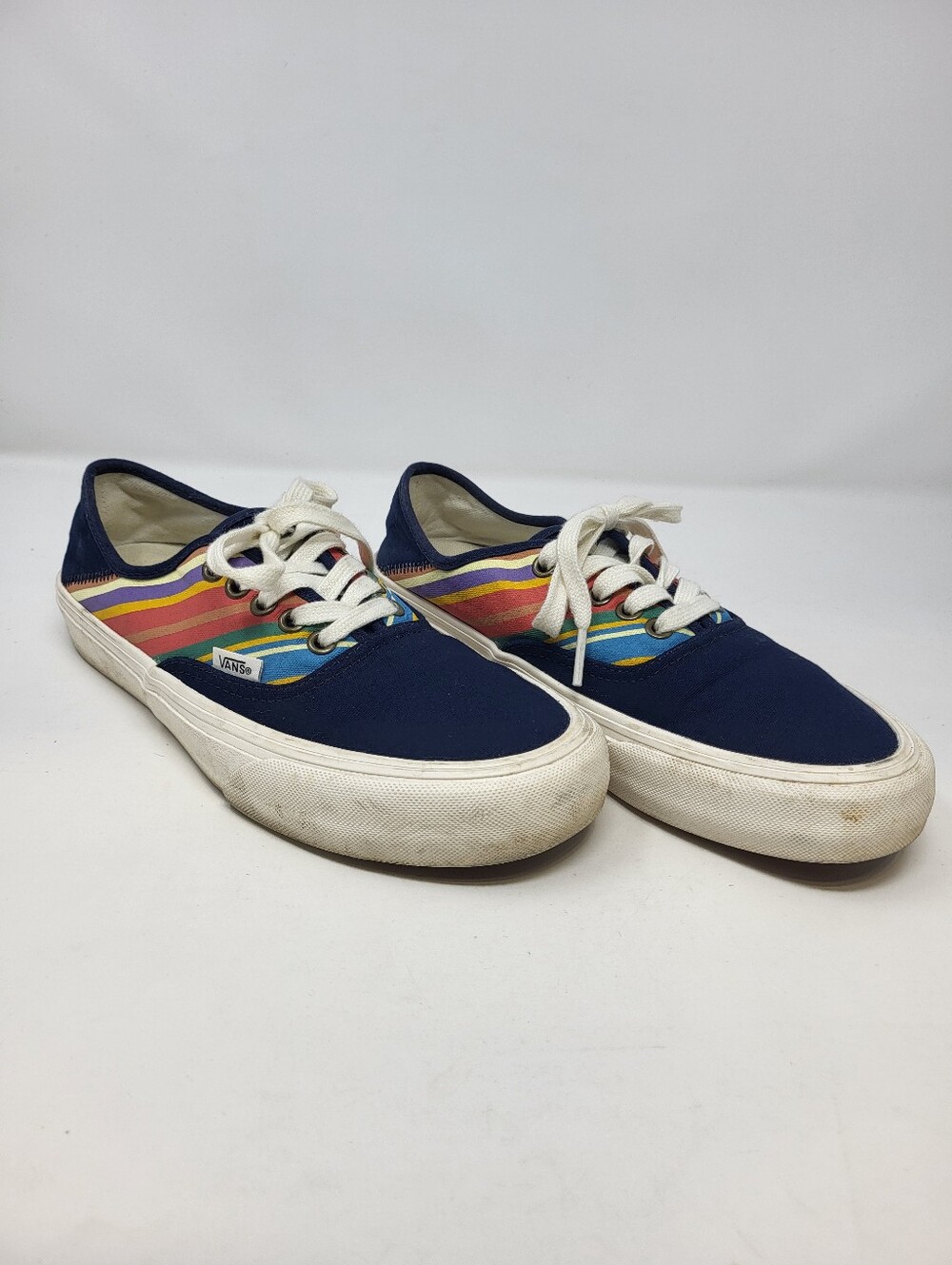 Vans Authentic SF Retro Stripe Navy Rainnbow Lace Up Men's 7 Women's 8.5
